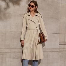 Load image into Gallery viewer, Pleated Double Breasted Belt Trench Coat