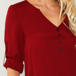 Burgundy Button Front Blouse