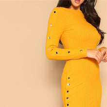 Load image into Gallery viewer, Snap Button Fitted Bodycon Dress
