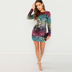 Multicolor Sequins Iridescent Dress
