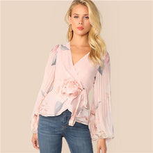 Load image into Gallery viewer, Floral Chiffon Lantern Sleeve Blouse