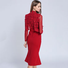 Load image into Gallery viewer, Ruffles Hollow Out Lace Bodycon Dress