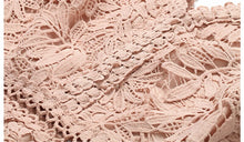 Load image into Gallery viewer, PinkBeige V-Neck Hollow Out Lace Dress