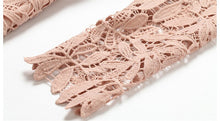 Load image into Gallery viewer, PinkBeige V-Neck Hollow Out Lace Dress