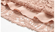 Load image into Gallery viewer, PinkBeige V-Neck Hollow Out Lace Dress