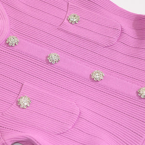 Knitted A-line Diamonds Pocket Midi Dress