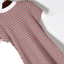 Load image into Gallery viewer, Plaid O neck Bow Button Mini Dress - ONE SIZE