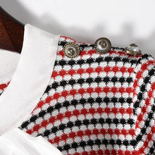 Load image into Gallery viewer, Plaid O neck Bow Button Mini Dress - ONE SIZE