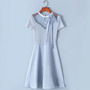 See-Through Back Split Mesh Bow Dress
