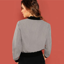 Load image into Gallery viewer, Grey Zip Up Flap Pocket Bomber Jacket