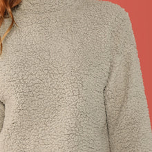 Load image into Gallery viewer, Grey Preppy Solid Mock-Neck Teddy Pullover