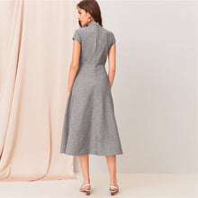 Load image into Gallery viewer, Grey Cut-out Twist Front Flare Long Dress