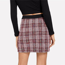 Load image into Gallery viewer, Trim Button Up  Colorblock Tweed Skirt