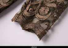 Load image into Gallery viewer, Army Green Embroidery Bodycon Lace Dress