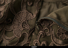 Load image into Gallery viewer, Army Green Embroidery Bodycon Lace Dress