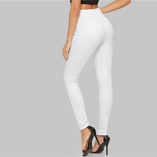 Load image into Gallery viewer, White Ripped Solid Denim Pants