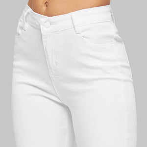 White Ripped Solid Denim Pants