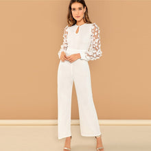 Load image into Gallery viewer, Applique Mesh Sleeve Jumpsuit