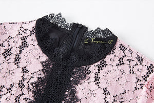 Pink Asymmetrical Lace Dress