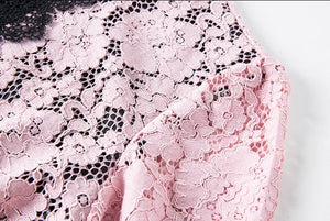 Pink Asymmetrical Lace Dress