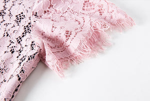 Pink Asymmetrical Lace Dress