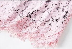 Pink Asymmetrical Lace Dress