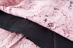 Pink Asymmetrical Lace Dress