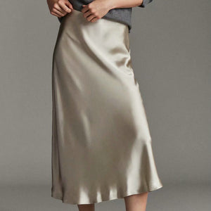 Mid-calf long Satin Pencil Skirt