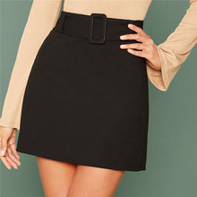 Load image into Gallery viewer, Black Buckle Belted High Waist Mini Skirt