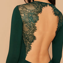 Load image into Gallery viewer, Contrast Lace Insert Backless Mini Dress