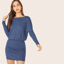 Load image into Gallery viewer, Batwing Sleeve Rib-knit Mini Dress