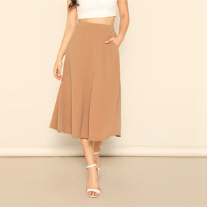 Camel Pocket  Aline Midi Skirt