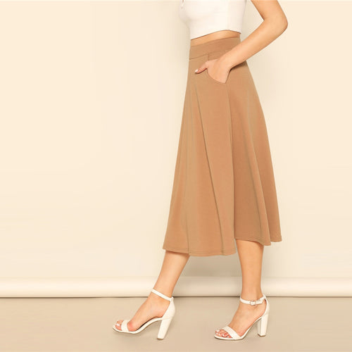 Camel Pocket  Aline Midi Skirt