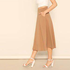 Camel Pocket  Aline Midi Skirt