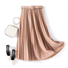 Load image into Gallery viewer, Belted B pleated midi skirt