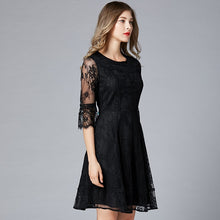 Load image into Gallery viewer, Round neck slim lace dress