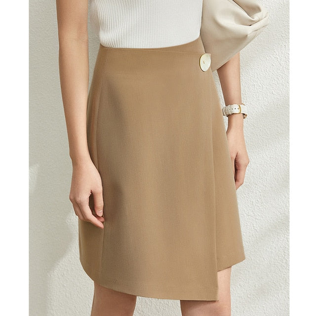 Solid Irregular High Waist Skirt