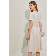 Load image into Gallery viewer, Square Collar Single-breasted Belt Dress