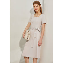 Load image into Gallery viewer, Square Collar Single-breasted Belt Dress