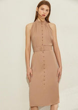 Load image into Gallery viewer, Halter Belted Knee-length Aline Dress