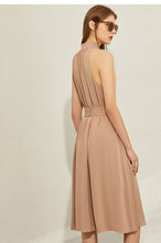 Load image into Gallery viewer, Halter Belted Knee-length Aline Dress