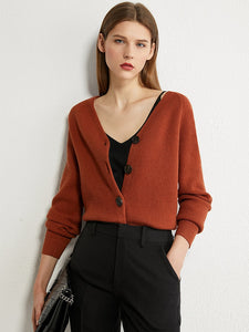 Knitted Vneck Single-breasted Cardigan