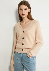 Knitted Vneck Single-breasted Cardigan