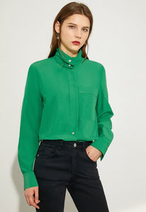 Stand Collar Full Sleeve Loose Blouse