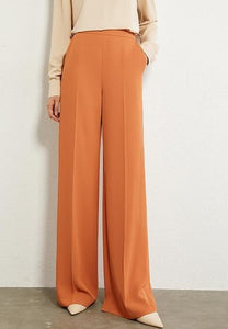 Solid Loose Wide Leg High Waist Trousers