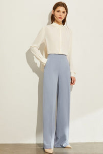 Solid Loose Wide Leg High Waist Trousers