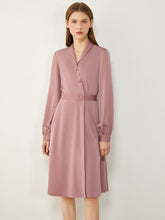 Load image into Gallery viewer, Silk Lapel High Waist Midi Dress