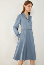 Load image into Gallery viewer, Silk Lapel High Waist Midi Dress