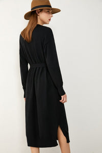 V Belt Loose Knitted Cardigan Overcoat