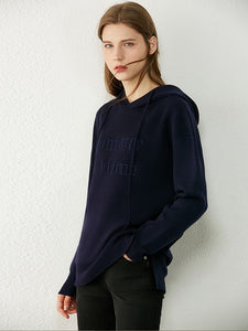 Embroidery Letter Loose Full Sleeve Hoodie